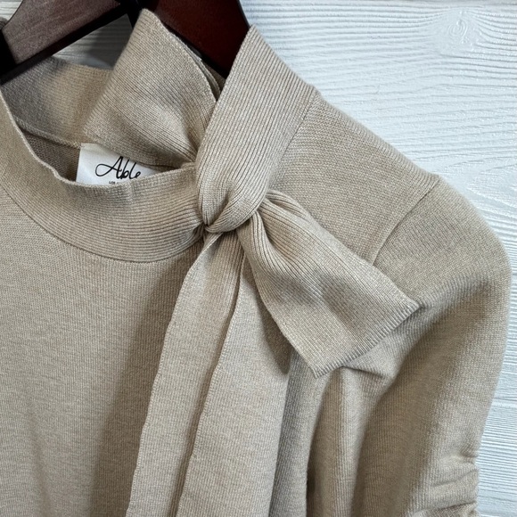 ABLE Knit Sweater Dress with Bow Tie Neck | M | NWT - Picture 4 of 12